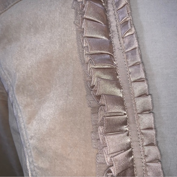 WHBM Sz 6 Tan Champagne Velvet Pleated Placket Collar Blazer - Picture 4 of 11